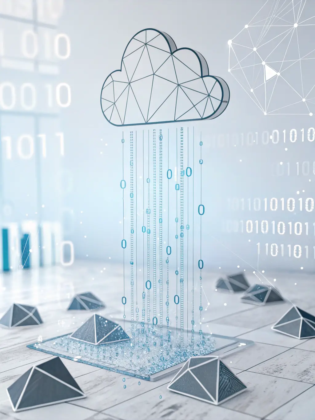 An abstract image representing cloud integration with Windows applications, symbolizing Bentimes' expertise in connecting Windows apps to cloud services.